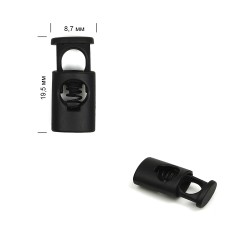 Фиксатор для шнура металл TBY OR.0305-5338 (22х9,8мм, отв.5 мм) цв.черная резина уп.100шт
