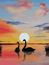 Картины по номерам Molly арт.KH0920 Лебеди на закате (12 цветов) 15х20 см