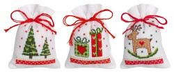 Набор для вышивания VERVACO арт.PN-0188100 Мешочки (саше) Рождественские фигурки 8х12 см