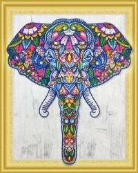 Набор "Колор Кит" картина алмазная с фигурными стразами арт.КК.FKU008 Индийский слон 40х50