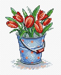 Набор для вышивания ЖАР-ПТИЦА арт.М-377 Свежесть тюльпанов 11х8 см