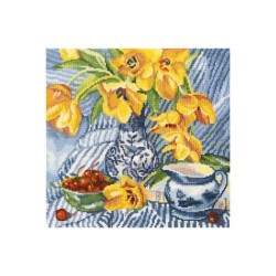 Набор для вышивания РТО арт.M504 Натюрморт с тюльпанами 24х24 см упак (1 шт)