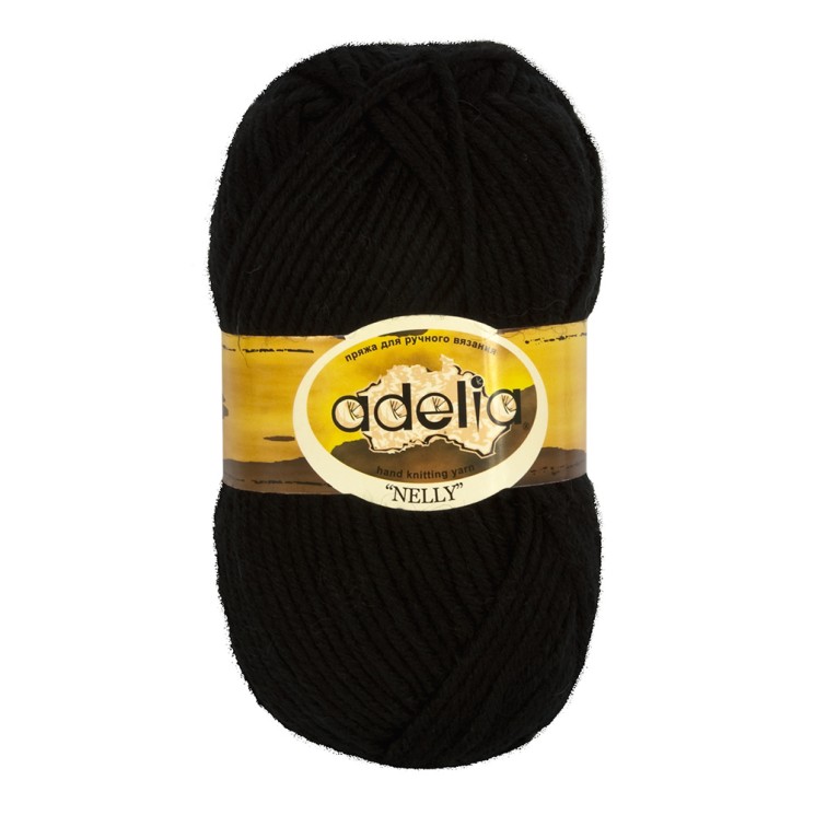 Пряжа ADELIA NELLY (70% шерсть, 30% акрил) 5х100г/100м цв.02 ЧЕРНЫЙ