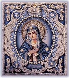 Набор для вышивания хрустальными бусинами ОБРАЗА В КАМЕНЬЯХ арт. 7723 Богородица Умиление 24,5х21,5 см