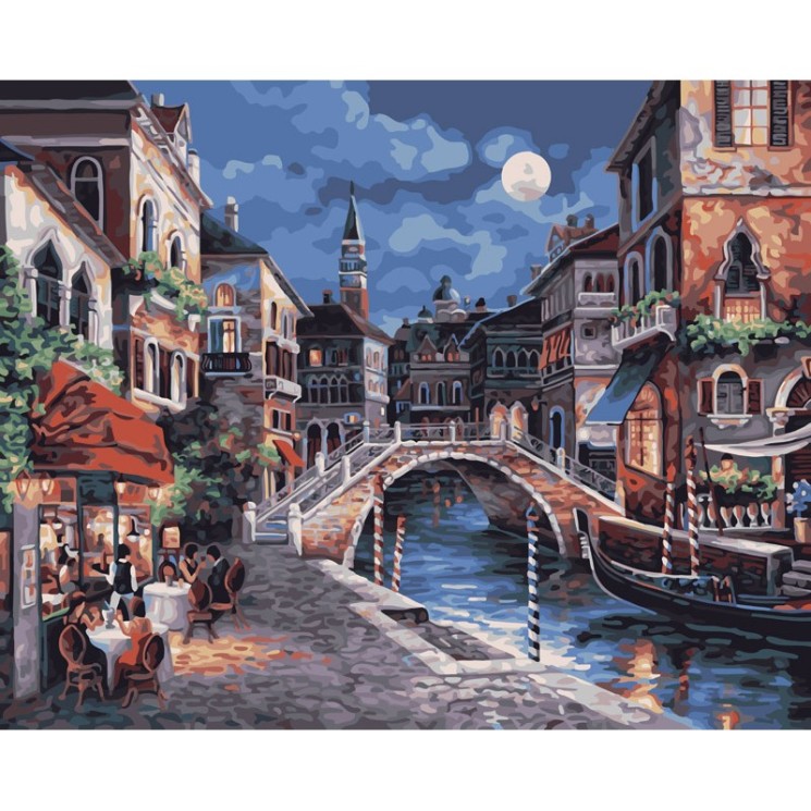 Картины по номерам Белоснежка арт.БЛ.350-CG Ночная Венеция 40х50 см