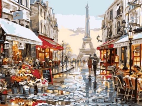 Картины по номерам Нарядная парижская улочка EX5691 30х40 тм Цветной