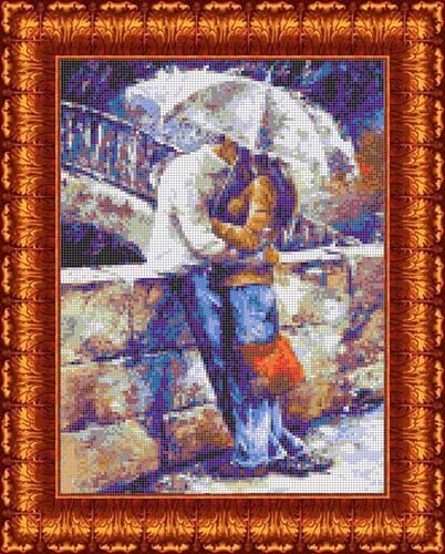 Набор для вышивки КАРОЛИНКА арт. КТКН-134 Двое под зонтом (счетный крест) 22х30,5 см