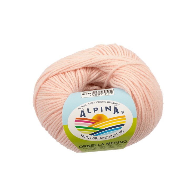 Пряжа ALPINA ORNELLA MERINO (100% мериносовая шерсть) 10х50г/125м цв.085 св.розовый