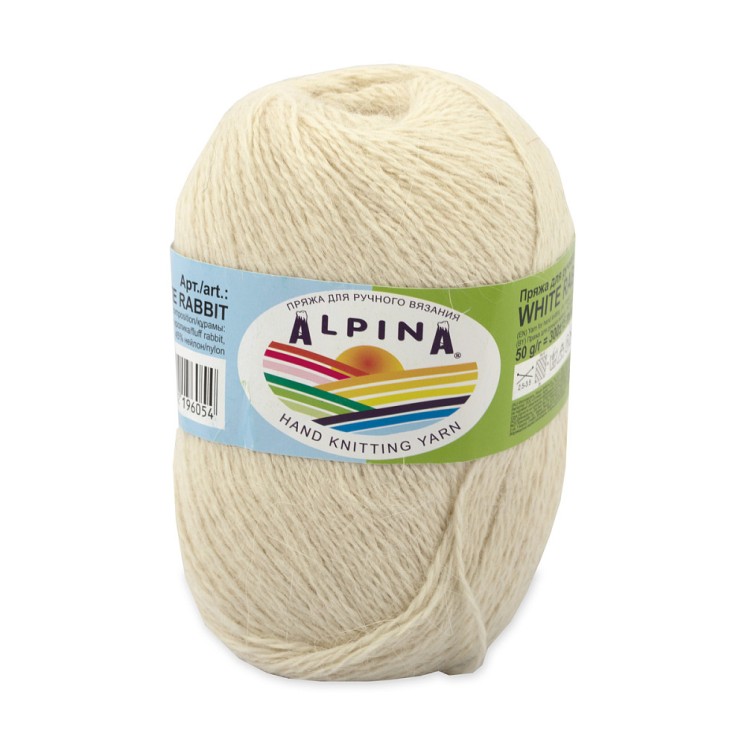 Пряжа ALPINA WHITE RABBIT (55% пух кролика, 45% нейлон) 10х50г/300м цв.260 молочный