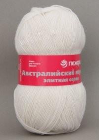 Пряжа для вязания ПЕХ "Австралийский меринос" (95% мериносовая шерсть, 5% акрил высокообъемный) 5х100г/400м цв.001 белый