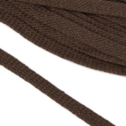Шнур плоский х/б 12мм турецкое плетение цв.016 коричневый уп.50 м