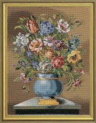 Набор для вышивания EVA ROSENSTAND арт.14-163 Голубые цветы в вазе 61х75 см