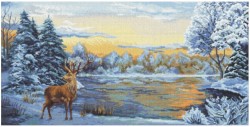Набор для вышивания мулине НИТЕКС арт.0297 Зимнее озеро 60х30 см
