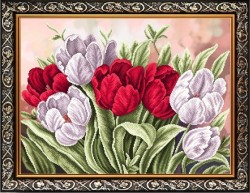 Рисунок на ткани бисером БЛАГОВЕСТ арт.К-2026 Тюльпаны упак (1 шт)
