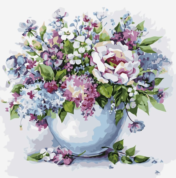 Картины по номерам Нежные цветы в белой вазе MG2102 40х50 тм Цветной