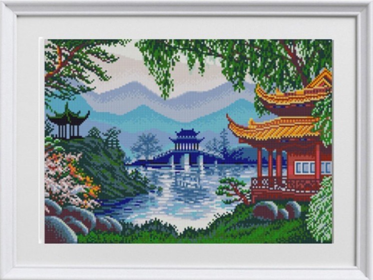 Рисунок на ткани (Бисер) КОНЁК арт. 1290 Китайские пагоды 29х39см