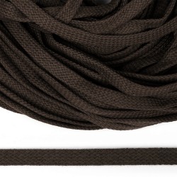 Шнур плоский х/б 15мм турецкое плетение цв.016 коричневый уп.50 м