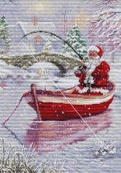 Набор для вышивания LUCA-S арт. BU5014 - Дед Мороз на рыбалке 22х32 см