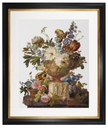 Набор для вышивания THEA GOUVERNEUR арт.580 Натюрморт с цветами в алебастровой вазе 20х26 см