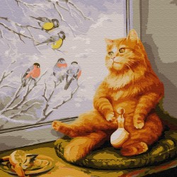 Картины по номерам Molly арт.KH0441 Рыжий кот (23 цвета) 30х30 см