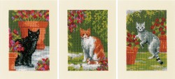 Набор для вышивания VERVACO арт.PN-0188672 Кошки среди цветов 10,5х15 см