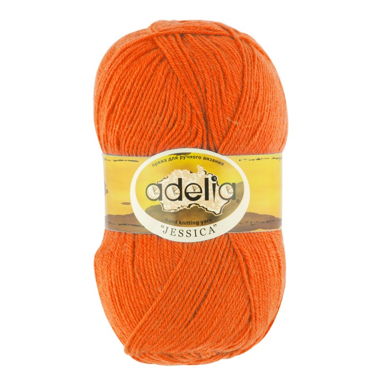 Пряжа ADELIA JESSICA (67% шерсть/ 33% полиэстер) 5х100г/260м цв.04 оранжевый упак