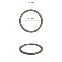 Кольцо металл TBY-3A1017.3 24мм (внутр. 20мм) цв. черный никель уп. 10шт