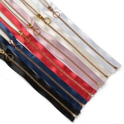 Молния MaxZipper мет. №5 золото атласная тесьма/ 70 см уп.6цв х 2шт
