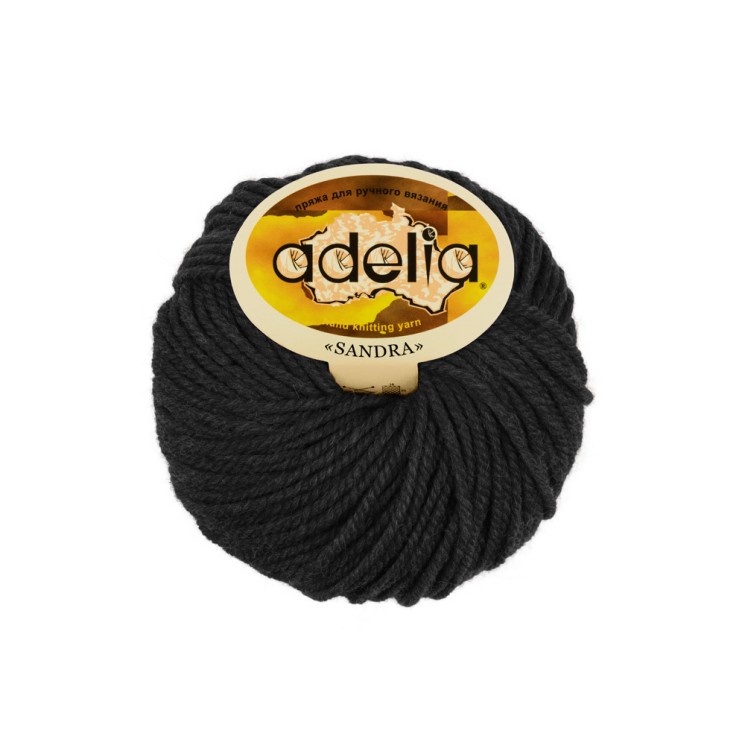 Пряжа ADELIA SANDRA (50% шерсть, 50% акрил) 10х50г/90м цв.01 ЧЕРНЫЙ