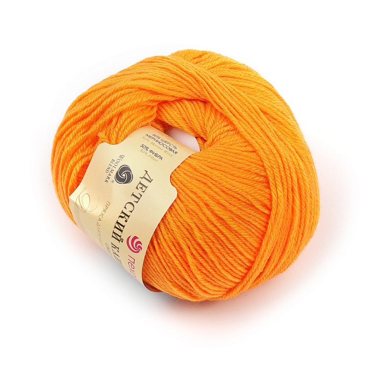 Пряжа для вязания ПЕХ "Детский каприз" (50% мериносовая шерсть, 50% фибра) 10х50г/225м цв.485 желто-оранжевый