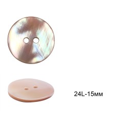 Пуговицы перламутр (ракушка) C-RA02 цв.розовый 24L-15мм, 2 прокола, 36шт
