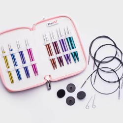 47425 Knit Pro Набор Deluxe Set укороченных съемных спиц для вязания Zing, алюминий, 8 видов спиц (новый дизайн арт.47409)