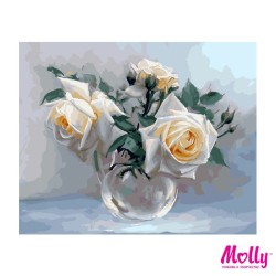Картины по номерам Molly арт.KH0193 Бузин. Белые розы (28 красок) 40х50 см