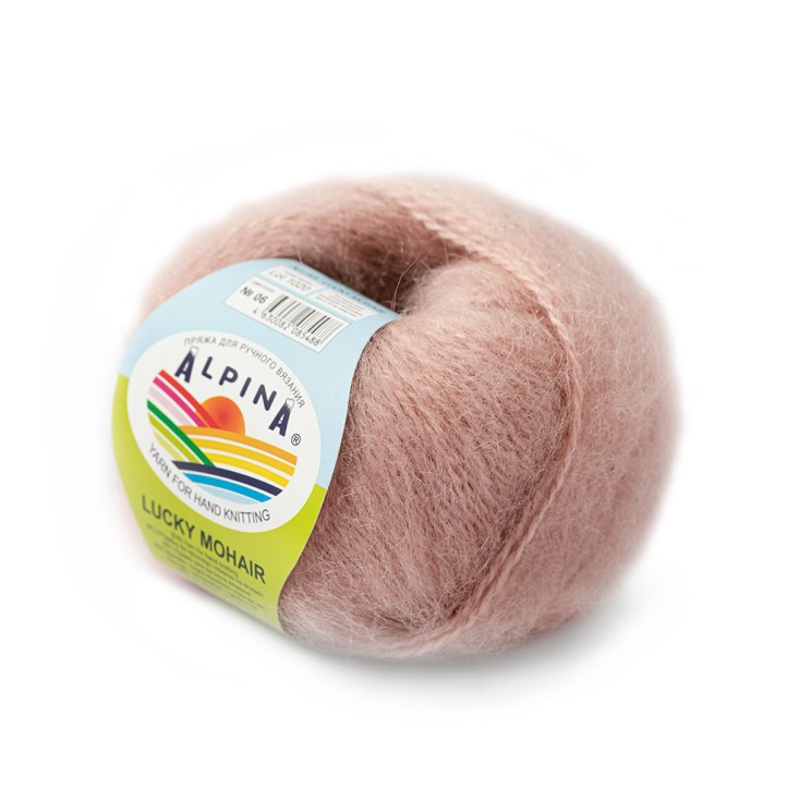 Пряжа ALPINA LUCKY MOHAIR (60% кид мохер, 40% акрил) 10х50г/150м цв.06 античная роза