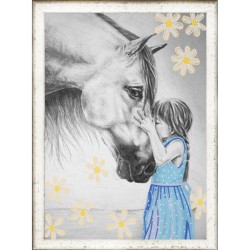 Рисунок на ткани (Бисер) КОНЁК арт. 8410 Девочка и лошадь 29х39 см