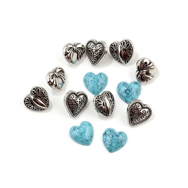 Набор пуговиц JESSE JAMES арт.0181 ASSORTED ITEMS-SM HEARTS SILVER 11шт упак (1 упак)