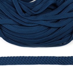 Шнур плоский полиэфир 12 мм турецкое плетение цв.080 синий уп.50 м
