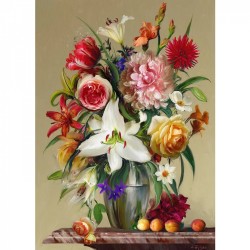 Картины мозаикой Molly арт.KM0260 Бузин. Цветы и фрукты (40 цветов) 40х50 см