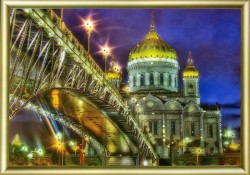 Набор ЧМ арт. КС-058 для изготовления картины со стразами Мост с собором 42х30/3 см упак (1 шт)