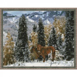 Картины мозаикой Molly арт.KM0211 Казахстан. Зимой в горах (34 Цвета) 40х50 см