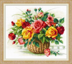 Набор для вышивания РИОЛИС арт.1722 Корзина с розами 35х30 см