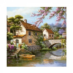 Картины по номерам Molly арт.KH0392 Городок на реке (19 цветов) 30х30 см