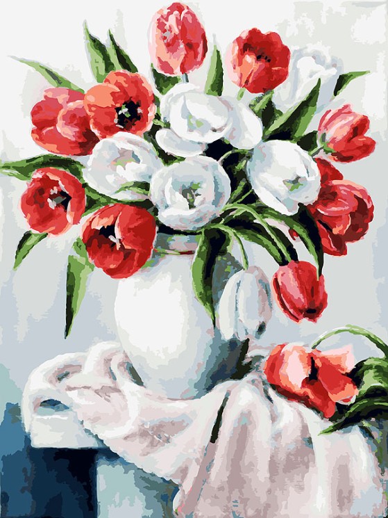 Картины по номерам Белоснежка арт.БЛ.070-AS Красные и белые 30х40 см