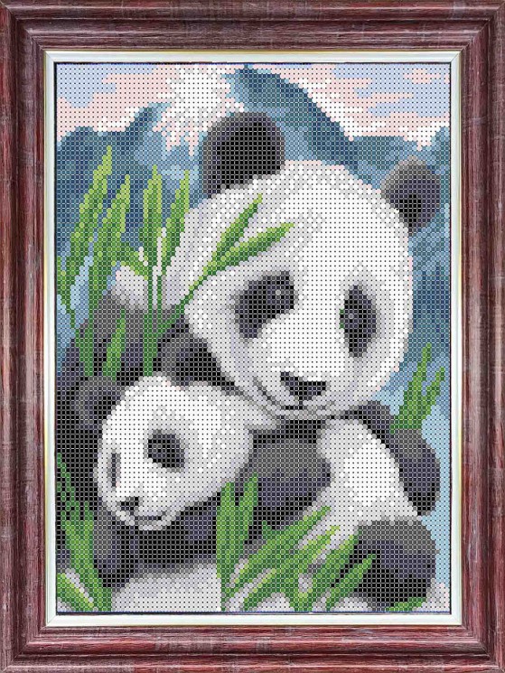 Рисунок на ткани КАРОЛИНКА арт. КБЖ-4035 Мамы и их зверята. Панды 25х18,5 см