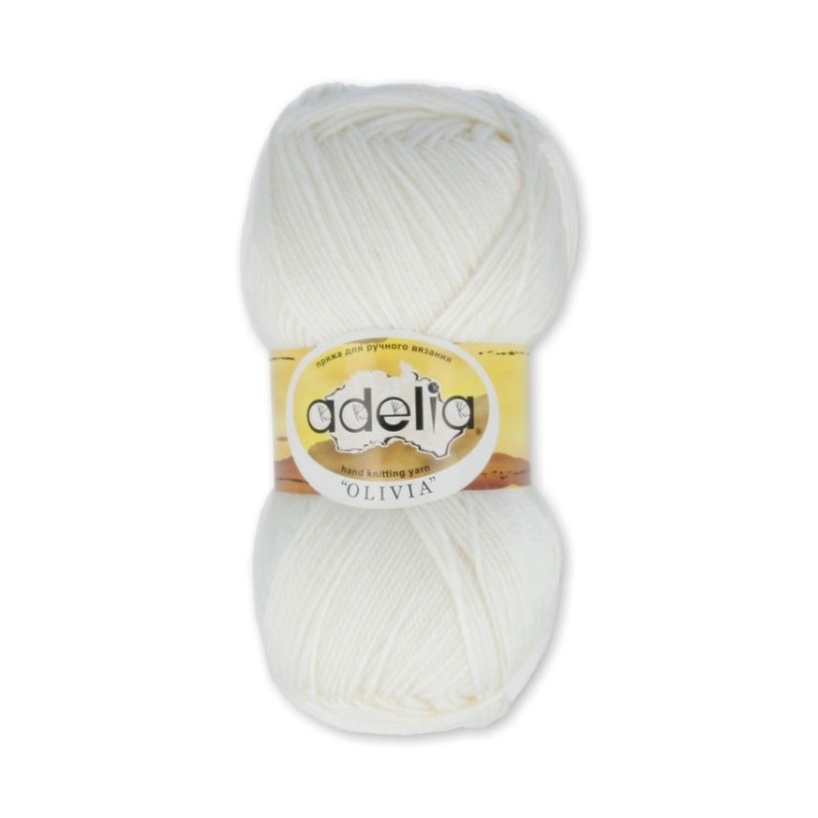 Пряжа ADELIA OLIVIA (60% акрил, 40% шерсть) 5х100г/250м цв.01 БЕЛЫЙ
