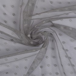 Фатин "горошек" мягкий шир.160см 100% полиэстер арт.TBY-1907-16 цв.серый диаметр горошин 0,6см рул.91,4м