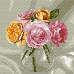 Картины по номерам Molly арт.KH0425 Бузин. Букет из роз (20 цветов) 30х30 см
