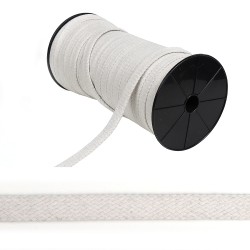 Шнур плоский х/б 15мм турецкое плетение цв.103 бежевый уп.50 м (на втулке)