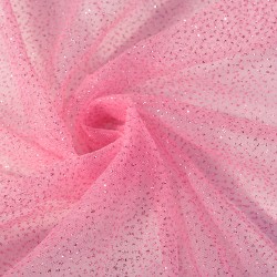 Фатин с блестками арт.1624-15 шир.150см 100% полиэстер цв.розовый рул.15-28м