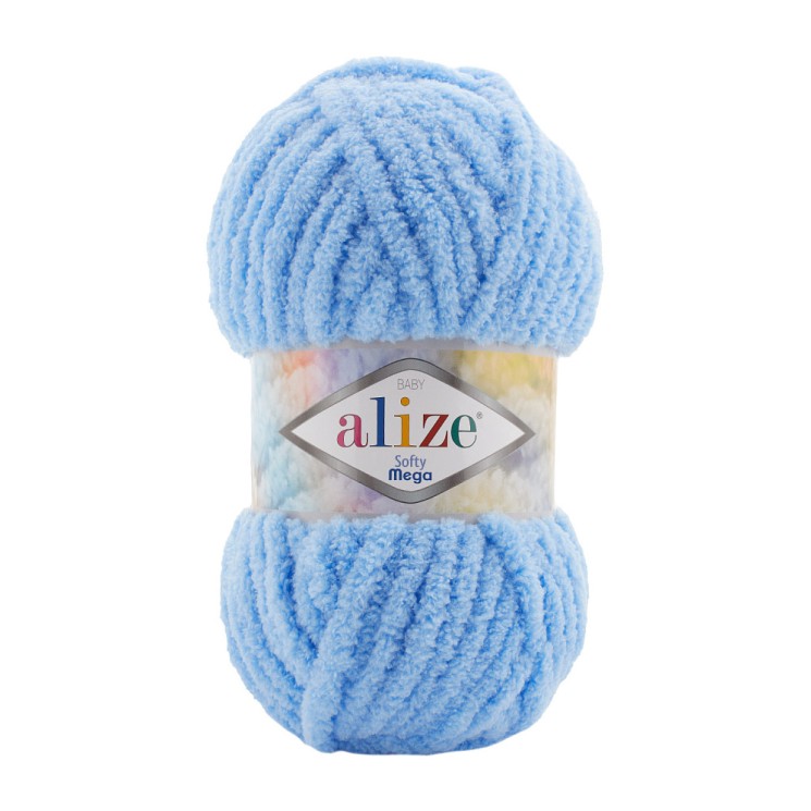 Пряжа для вязания Ализе Softy Mega (100% микрополиэстер) 5х100г/70м цв.040 голубой